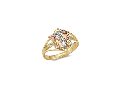 Three Tone Plated Butterfly Ring